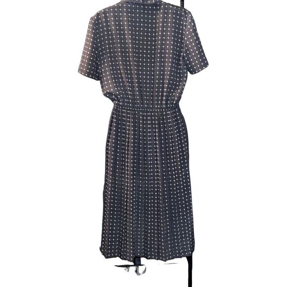 Leslie Fay Women Long Modest Geometric Print Elastic Waist Band Collared Dress P - Picture 2 of 11